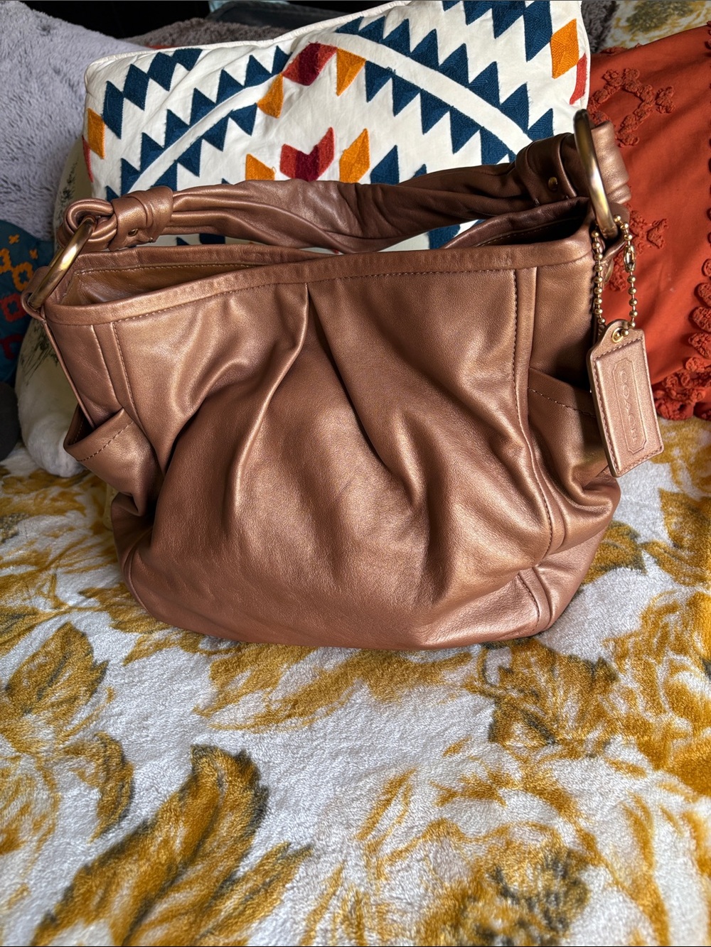 Coach Parker Soft Leather Hobo Shoulder Bag in Metallic Brown